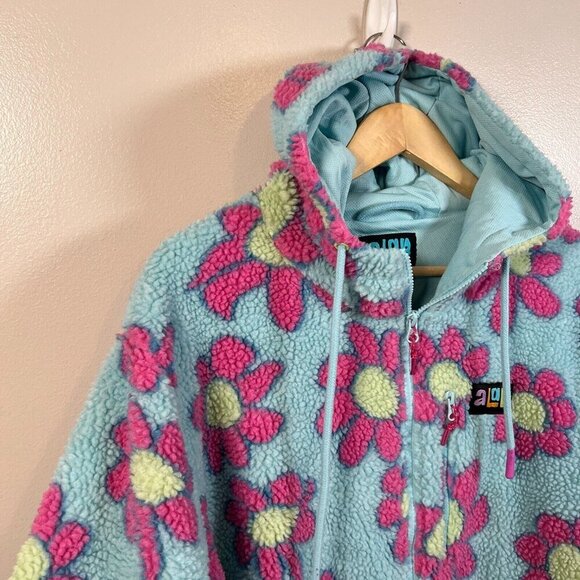A. Lab Dazer Flower Fleece Zip Up Hoodie Jacket Size XL Blue Purple Kidcore - Picture 5 of 14